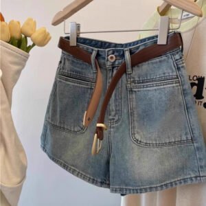 High Waist Denim Shorts For Women, Loose Design, Niche Retro Wide-Leg A-Line Thin Hot Pants