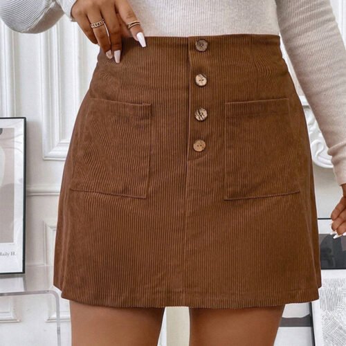 97c8ca23-ca0a-4cd7-8b15-6313046fb369.jpg Women's A- Line Skirt With Pockets Corduroy Skirt
