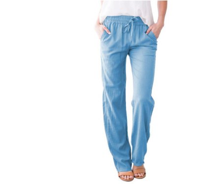 9A3Cdf5F-A716-4Fce-8Bc9-823Ac3A1B1C7.Jpg Women'S Solid Color Loose Elastic Waist Casual Trousers