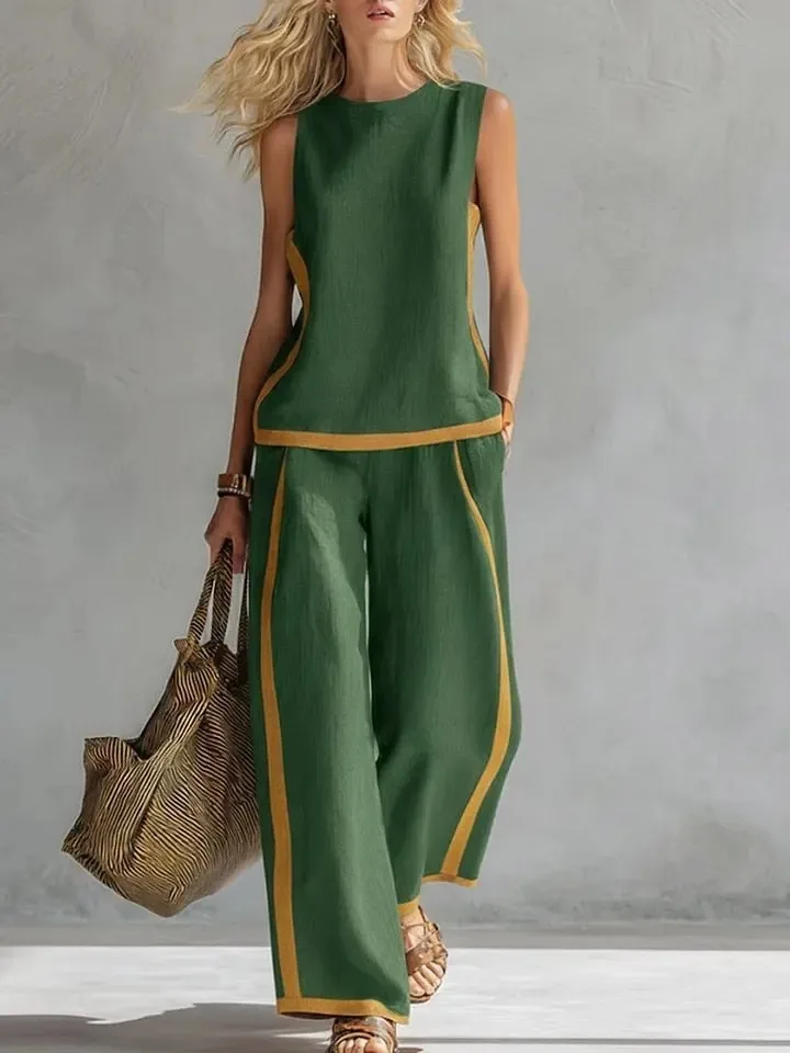 9Aa5Dee8-1D61-4D63-B477-6440C01530Bb.jpg Women'S Sleeveless Vest And Wide Leg Pants Set
