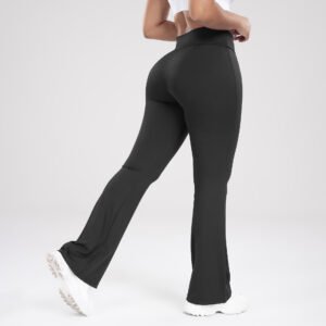 Cross Waist Side Pocket Leisure Sports Bell-Bottom Pants Slim Fit Yoga Pants Women