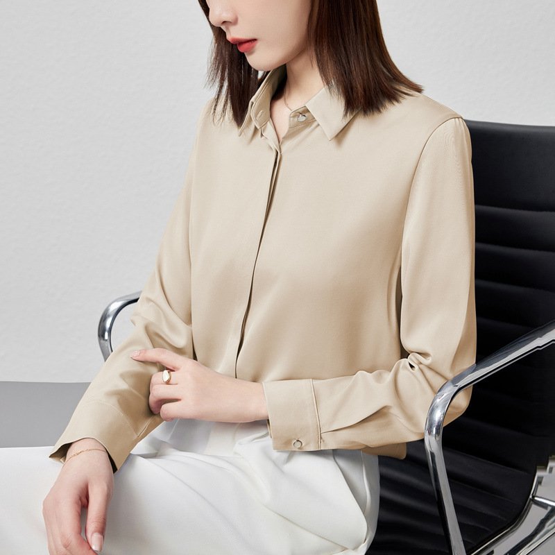 Graceful Satin Top Ol Business Clothing Shirt For Women