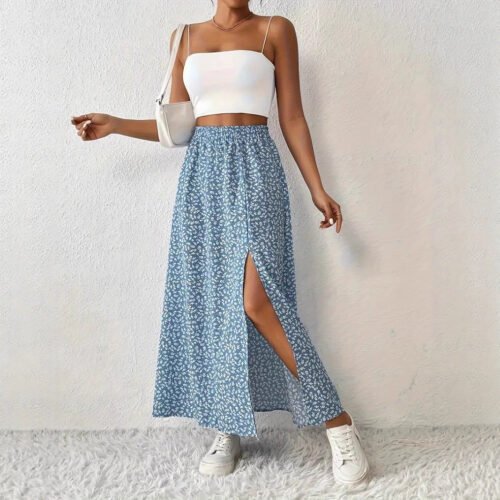 a07eb240-5498-4fc1-ad5a-b8ee302a14e6.jpg Women's Fashionable With Side-slit Printed Skirt