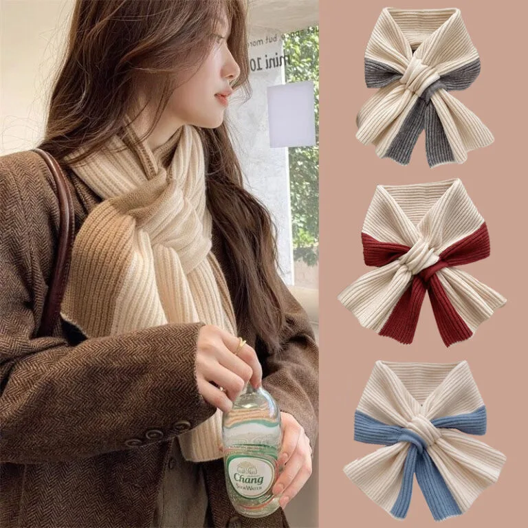 Home 14 Color Block Knitted Scarf For Women