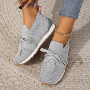 Women'S Comfortable Fly Woven Mesh Lace-Up Casual Shoes