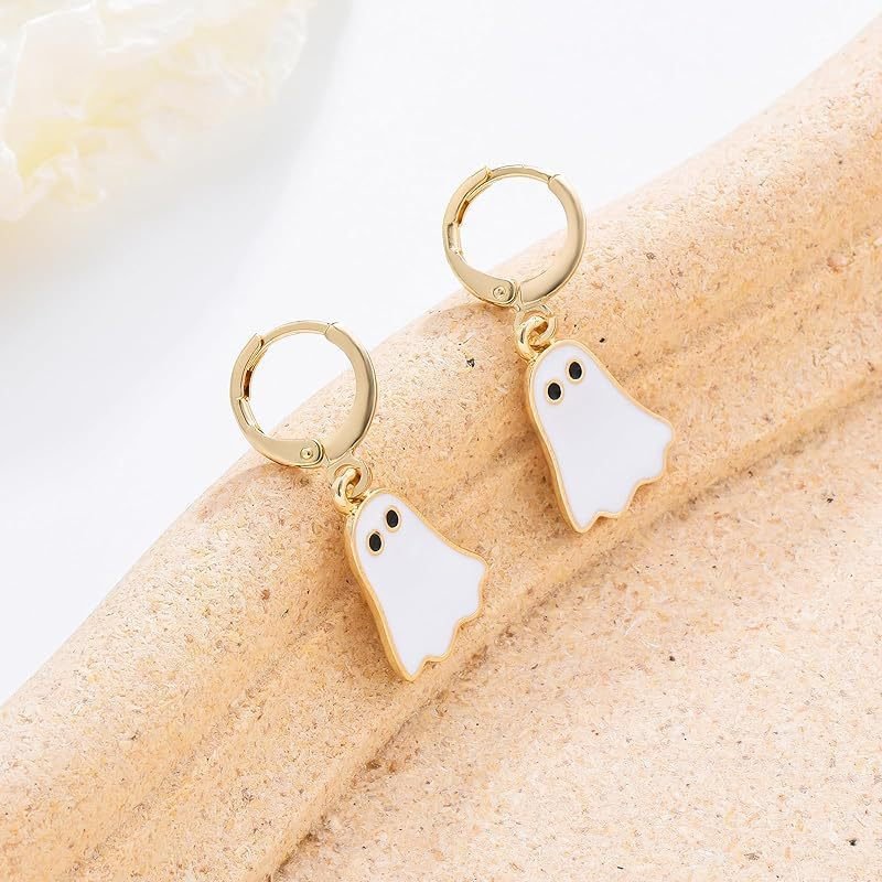 Halloween Ghost Earrings For Women Gold Ghost Huggie Hoop Earrings Halloween Jewelry Cute Boo Halloween Earrings