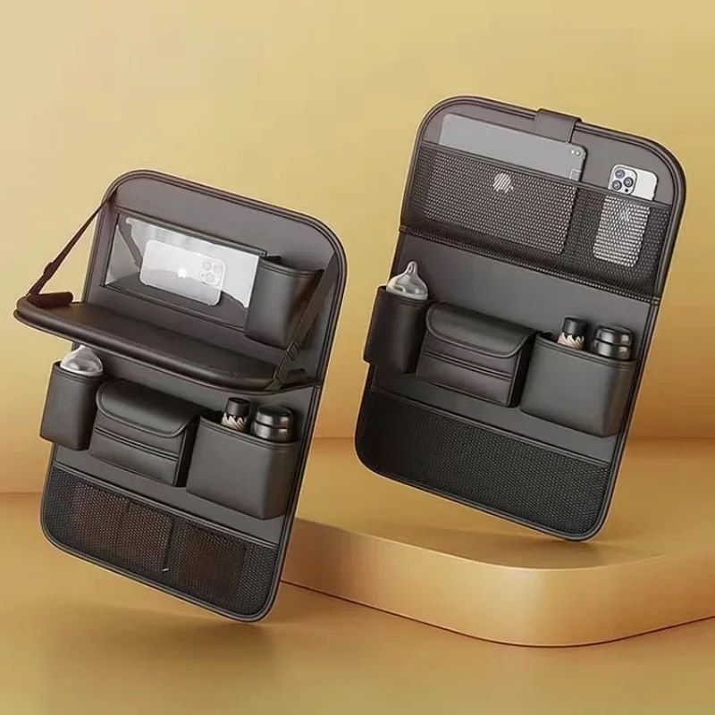 A502E212-2D80-4C55-A389-A05Ef3E3A553.Jpeg Car Seat Storage Bag Auto Back Seat Back Organizer With Foldable Table Tray Pu Leather Tablet Holder Tissue Box Car Accessories