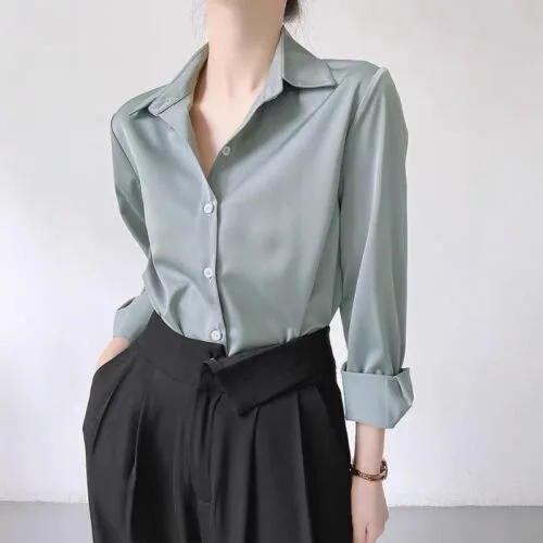 Women’s Green Satin Shirt