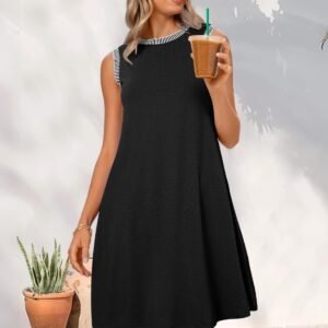 Women'S Summer Spring Casual Beach Sundress 2026 Vacation Sleeveless Tank Crewneck Loose Coverup Mini Dresses