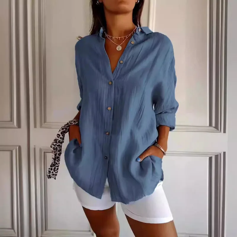 Elegant Pleated Long Sleeve Shirt For Timeless Everyday Fashion