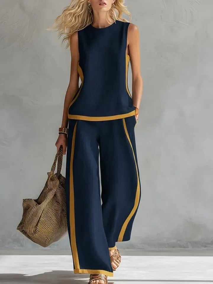 A8F7E9D1-38E5-45A0-84Df-5D591E6C2A3A.jpg Women'S Sleeveless Vest And Wide Leg Pants Set
