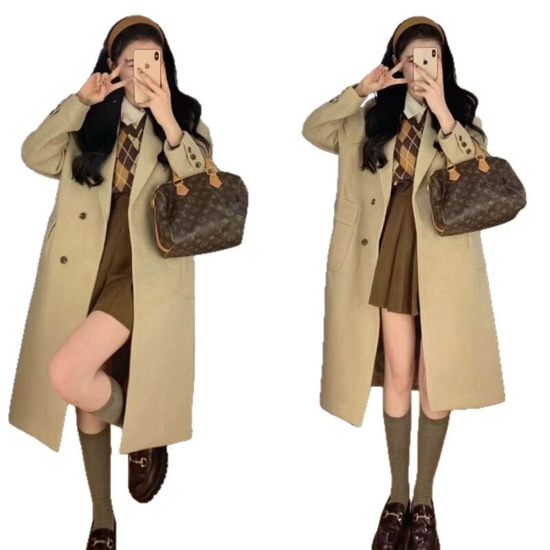 Loose Mid-Length Woolen Suit And Trench Coat