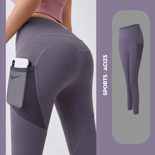 Ade8Be58-Cf80-434B-9A56-D2D6D5D281Bd.jpg Yoga Pants Women With Pocket Leggings Sport Girl Gym Leggings Women Tummy Control Jogging Tights Female Fitness Pants