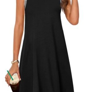 Women'S Summer Spring Casual Beach Sundress 2026 Vacation Sleeveless Tank Crewneck Loose Coverup Mini Dresses