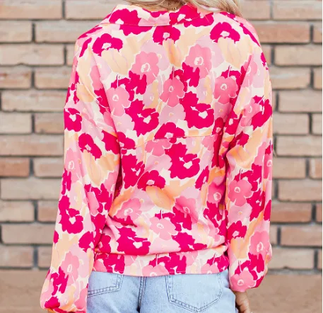 Floral Print Puff Sleeve Shirt
