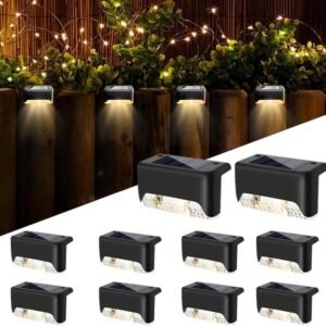 32&Amp;16 Pcs Solar Deck Lights Outdoor Solar Step Lights Waterproof Led Solar Lights For Outdoor Stairs Step Fence Yard Patio And Pathway Family'S Gifts  Warm White