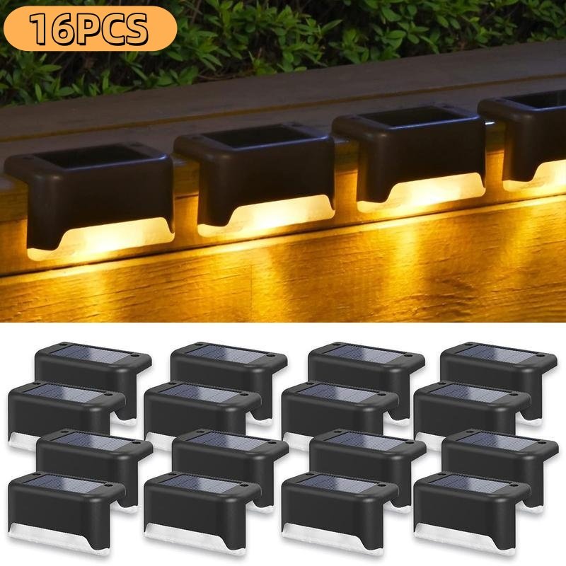 32&Amp;16 Pcs Solar Deck Lights Outdoor Solar Step Lights Waterproof Led Solar Lights For Outdoor Stairs Step Fence Yard Patio And Pathway Family'S Gifts  Warm White