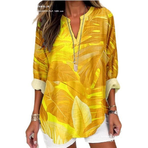 Women'S 3D Digital Printing Fashion Round Neck Loose Shirt