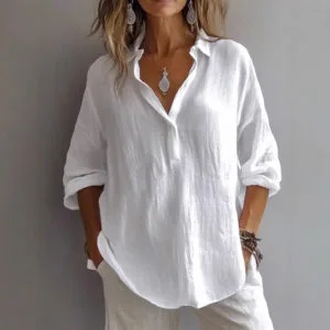 Women’s Loose Lapel Pullover Shirt