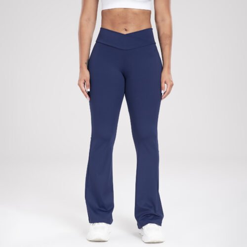 ba629a4e-f2c5-4622-9984-24c366be42d9.jpg Cross Waist Side Pocket Leisure Sports Bell-bottom Pants Slim Fit Yoga Pants Women