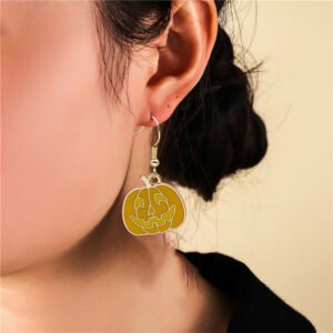 Baa2602B-28Bd-4A01-A350-A884838Deca9.Jpg Halloween Earrings Cute Pumpkin Spooky Oil Drip Alloy Earrings Jewelry