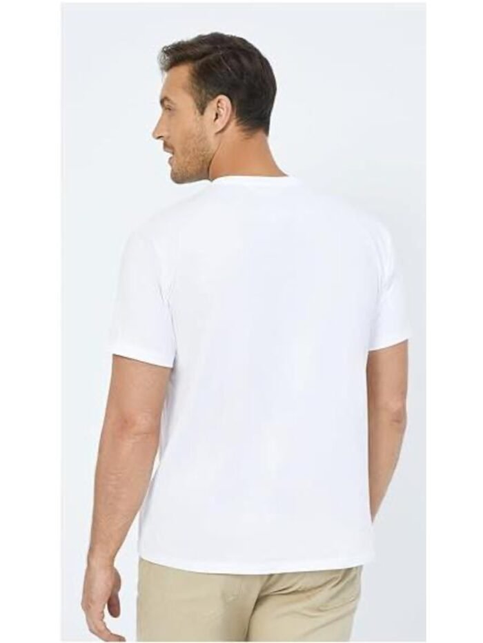 Neat White Basic Crewneck Short Sleeve Cotton Polyester Water Repellent Tops T Shirts Tee For Men - Image 9