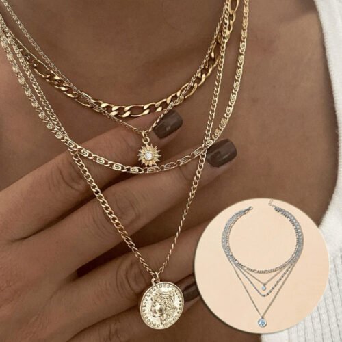Be6A8C92-682F-430E-8Ea1-901F419886Ec.jpg Chunky Gold Necklace Chunky Charm Necklace For Women Layered Gold Necklace For Women Silver Coin Necklace Jewelry Gifts For Women