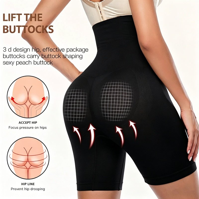 High Waist Tummy Control Shapewear For Women Seamless Firm Compression Body Shaper Shorts Plus Size Adjustable Hooks Butt Lifting Underwear