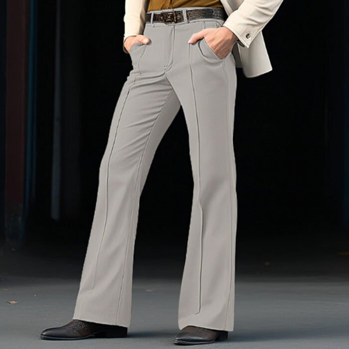Men's Formal Wear Twill Stretch Slim Solid Color Bell-bottom Pants - Image 7
