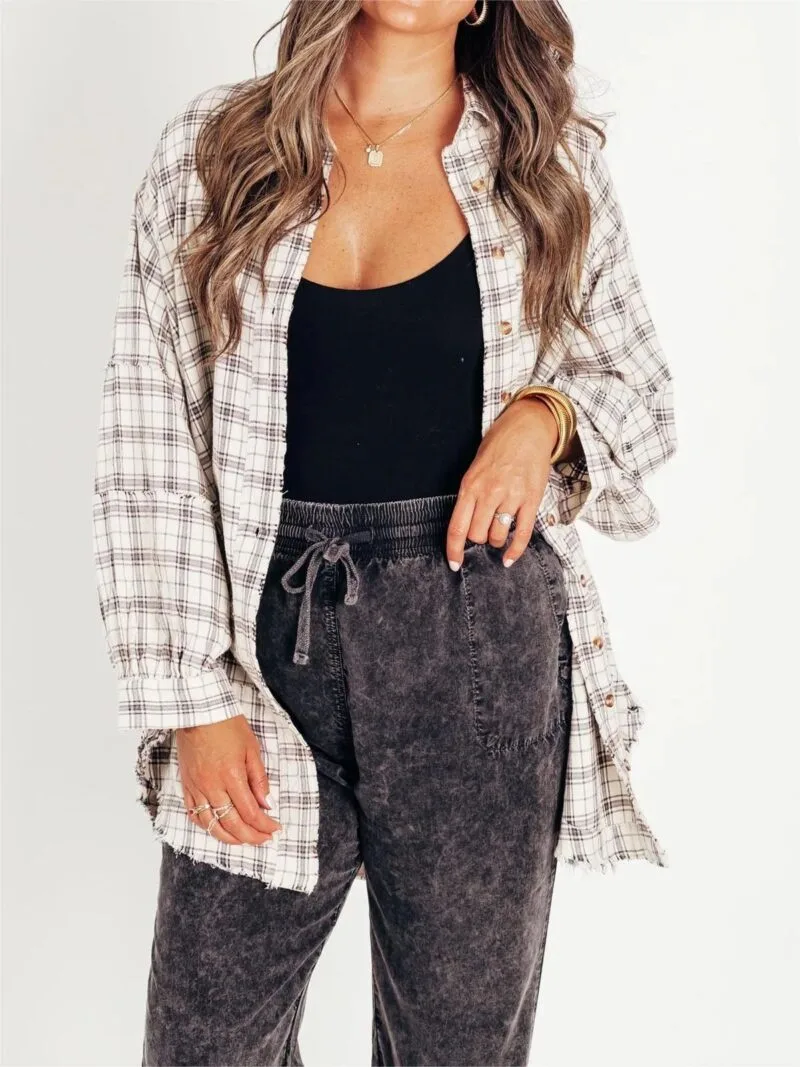 Stylish Tassel Plaid Shirt Coat For Effortless Autumn Winter Fashion