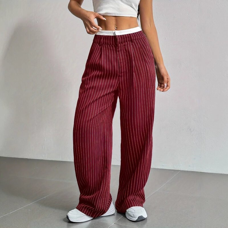 C7F13A9A-Efe8-430B-A6C8-F46C63955Dda.jpg Stripe Printed Trousers Fashion High Waist Straight Leg Pants With Pocket Zipper Casual Suit Pants For Women