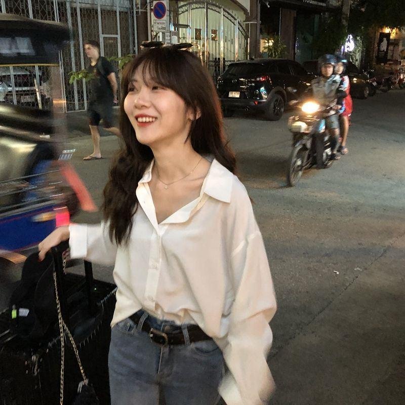 Long Sleeve White Shirt Women'S Blouse Chiffon Professional