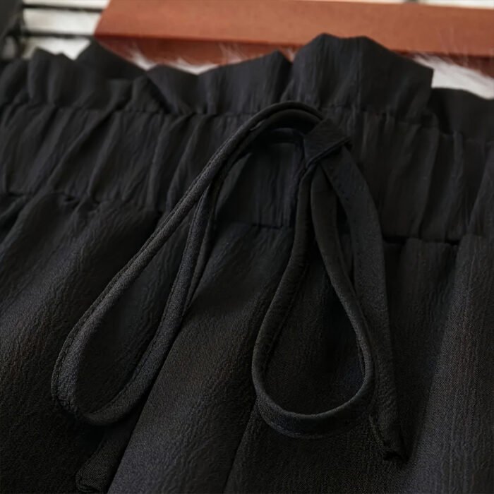 Plus Size Women's Solid Color Wide Leg Pants With Elastic Drawstring Waist - Flowy Casual For Spring&Summer - Image 5