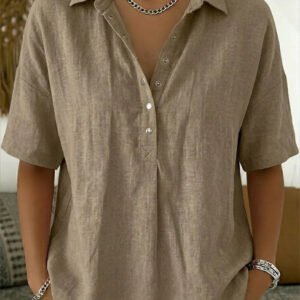 Summer Short-Sleeved Shirt Button Pullover Top Fashion Casual Women'S Clothing