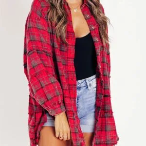 Stylish Tassel Plaid Shirt Coat For Effortless Autumn Winter Fashion