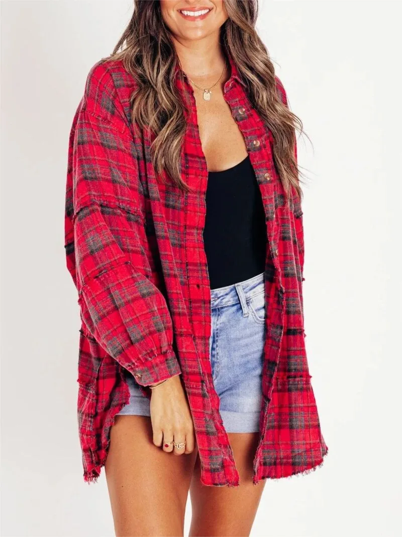 Stylish Tassel Plaid Shirt Coat For Effortless Autumn Winter Fashion