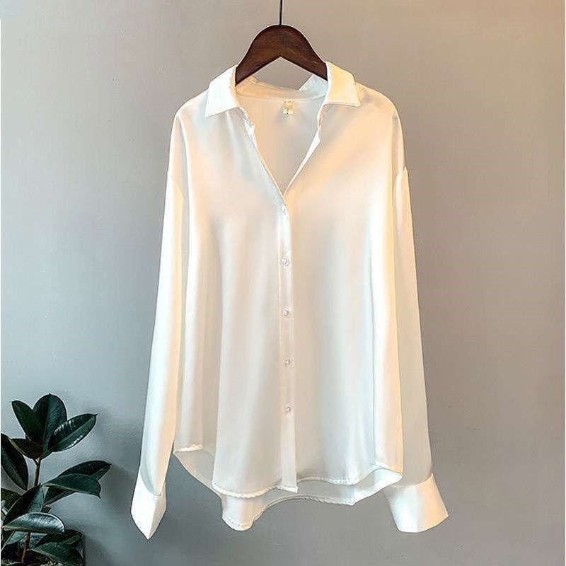 Women'S Long-Sleeved Satin Shirt