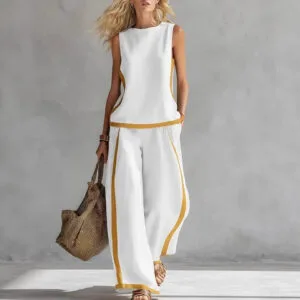 D69610D5-00A3-4F23-B824-80E1B6Ea9E99.Jpg Women'S Sleeveless Vest And Wide Leg Pants Set