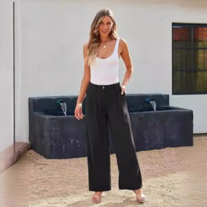 Casual Wide Leg Business Pants Women'S High Waist Formal Trousers