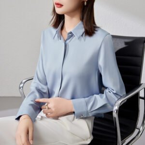 Graceful Satin Top Ol Business Clothing Shirt For Women
