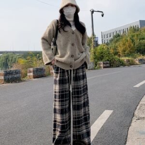 E4Cdae13-9F25-4591-9Cbd-Ffebc98712Cd.jpg Women'S Fleece-Lined Casual Woolen Plaid Pants