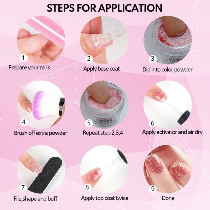 20 Colors Fast Acrylic Nail Kit Dip Powder Nail Kit Starter W Drill And UV Light - Image 7
