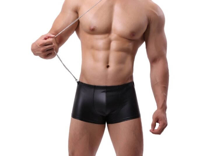 Silver Men's Underwear Tp R479g Bronzing Imitation Leather Sexy Vanskoos Boxers Underpants Men VS010PJ - Image 6