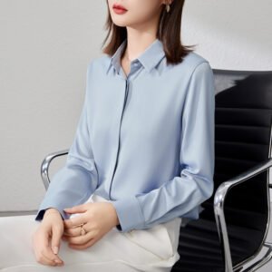 Graceful Satin Top Ol Business Clothing Shirt For Women