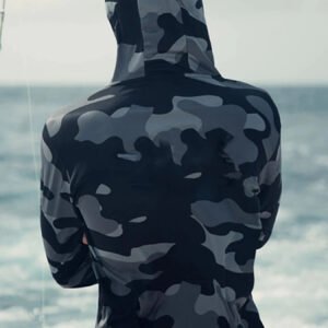 Fishing Hoodie Face Mask Neck Cover Sailing Shirt Summer Men Long Sleeve Sun Protection Hunting Jersey Camisa De Pesca Performance Fish Gear Beach Tops Wear Climbing Uniform