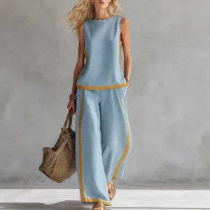 F51Ed992-C821-410F-907E-78A6E14Bb2F1.Jpg Women'S Sleeveless Vest And Wide Leg Pants Set