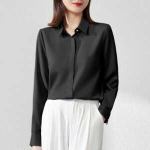Graceful Satin Top Ol Business Clothing Shirt For Women