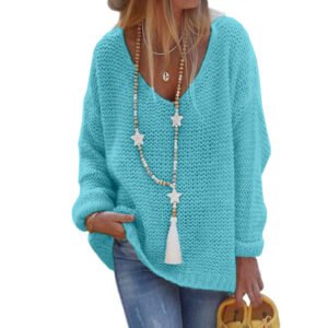 V-Neck Long Sleeve Knit Top