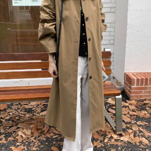 Simple Temperament Lapel Loose Long Trench Coat