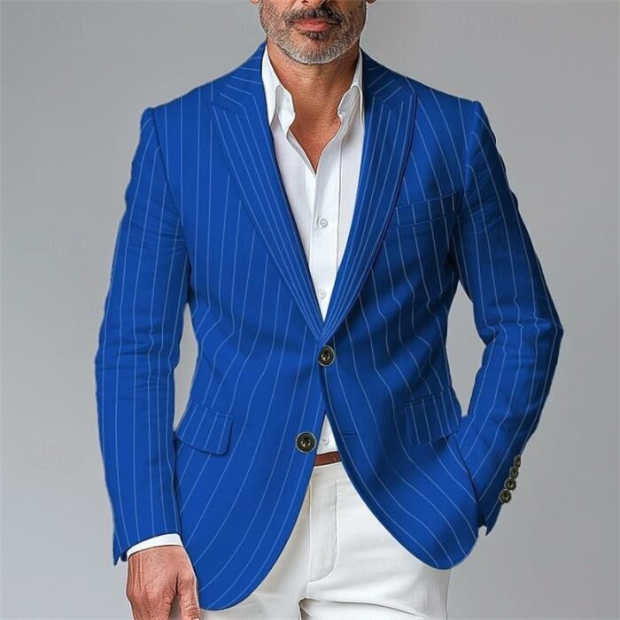 Single Row Two Button Plaid Blazer Men - Image 5
